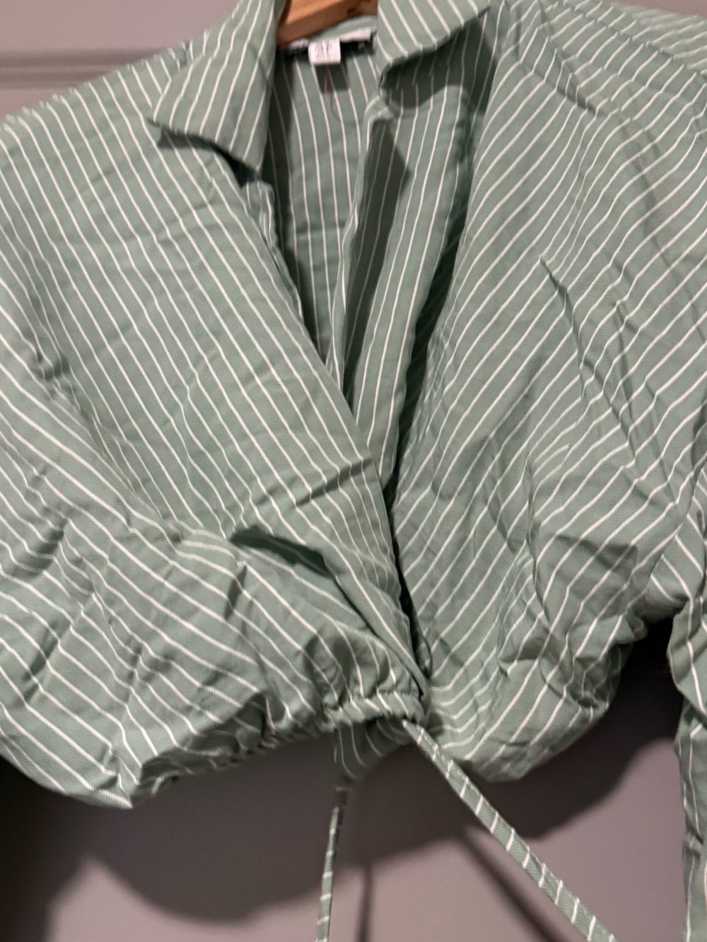 Topshop Mint Green Pinstripe Button Shirt